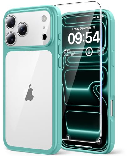 TAURI für iPhone 17 Pro Hülle 6,3 mit Panzer Schutz Glas Folie, Vollständiger Kameraschutz, [Anti-Vergilbung] Stoßfest Militärstandard Transparent Handyhülle - Grün