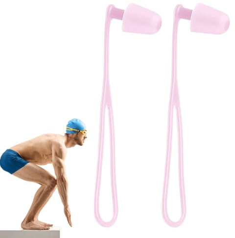 Gihioue Tapones para los oídos de natación, cómodos tapones para los oídos de silicona | Tapones reutilizables para los oídos con cordón para actividades acuáticas adultos niños nadadores protección