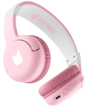 tonies Casque pour Enfant, Compatible avec Toniebox 2, Pliable et Facile à Ranger, Écoute sans Fil grâce au Bluetooth, Limiteur de Volume, pour Enfant à partir de 3 Ans, Rose Fleur