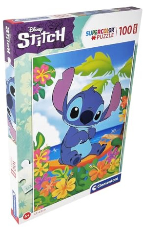 Disney Puzzle Supercolor Stitch Strand mit Blumen, 100 Teile, 42 x 62 cm