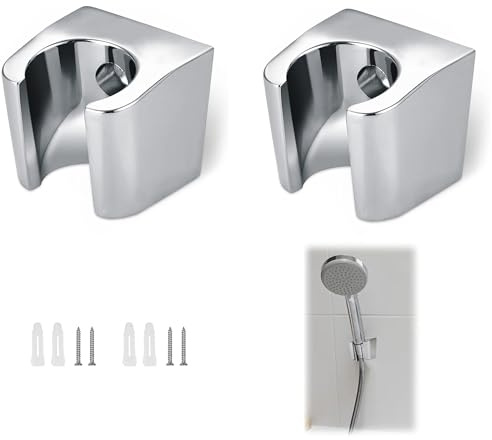 2 Stück Handbrause Halterung Duschkopfhalterung mit Schrauben Wand Duschkopf Halterungen Zinklegierung Duschkopfhalter für 20–22 mm Duschstangen, für Badezimmer - Silber