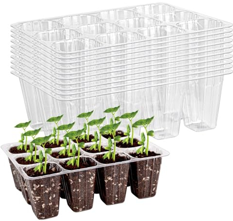 XCWTBL 120 Cells Seedling Plug Trays, 10 PCS Reusable Seed Starter Container, Garden Care Seed Tray Inserts, Seed Tray Cell Inserts with Holes for Nursery Growing Plants Propagation