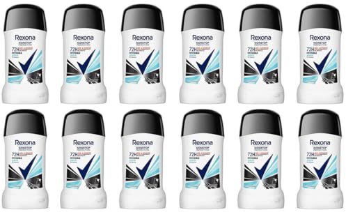 12x Rexona Nonstop Protection Deostick Invisible Aqua Anti Transpirant mit 72 Stunden Schweiß-Schutz gegen weiße Rückstände und gelbe Flecken auf der Kleidung Anti Transpirant,50ml (12er Pack)