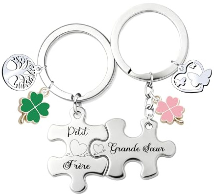 XWXWXW Ensemble de porte-clés pour frère et sœur - Cadeaux pour petit frère et sœur - Cadeau d'anniversaire - Cadeau de famille pour sœur frère