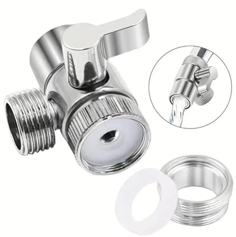 Universal Faucet Splitter, 3-Way Water Tap Diverter Valve for Kitchen Bathroom Sink & Shower, Easy Switch Adapter with Hose Connector