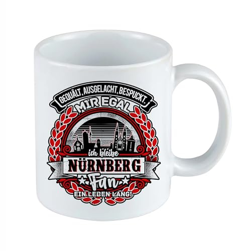 Ein Leben lang Nürnberg Tasse | Franken Kaffeetasse Nürnberg Kaffeebecher – Geschenk Fanartikel Bayern | Weiß