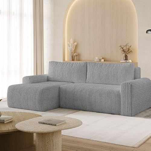 Dekori Möbel Ecksofa Milo SMALL mit Schlaffunktion und Bettkasten, rechte Ecke (TILIA 90, linkshänder)