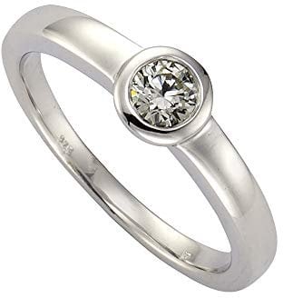 Zeeme Silber Damen Ring 925/- Sterling Silber Glänzend Zirkonia weiß 371270254