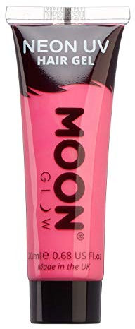 Moon Glow Gel para el cabello Neon UV - Tinte temporal para lavar el cabello - ¡Pico y brilla! Rosa intenso 20 ml (Paquete de 1)