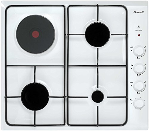 Brandt vitrocerámica mixta gas y eléctrica 58cm 4 fuegos blanco bpe6411wm