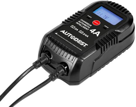 Autobest - Chargeur Automatique 6/12v 4a - Ecran rétro éclairé LED - Inclus Kit de Connexion Complet