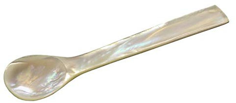 EDZARD Eierlöffel (Länge 11 cm) aus echtem Meer-Perlmutt (Pinctada maxima), Handarbeit, 100% Naturprodukt, Griff oben eckig, Perlmuttlöffel für Ei und Kaviar