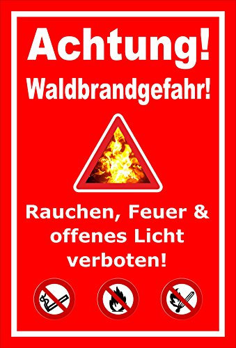 Melis-Folienwerkstatt Schild Achtung Waldbrandgefahr - 30x20cm - Bohrlöcher - 3mm Aluverbund – 20 VAR S00359-076-D