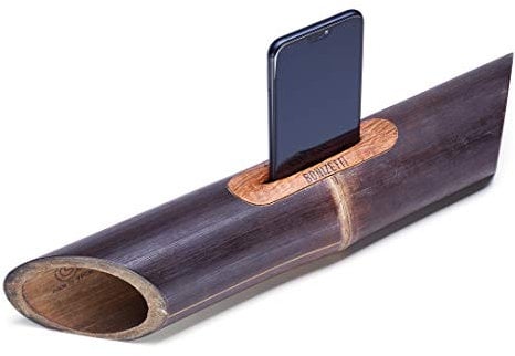 Bonizetti Haut-Parleur Bambou, amplificateur Noir, zéro déchet, 45cm