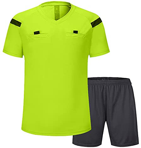 SHINESTONE Herren-Schiedsrichter-Trikot, für Fußball, Kurze Ärmel (Green, Medium)