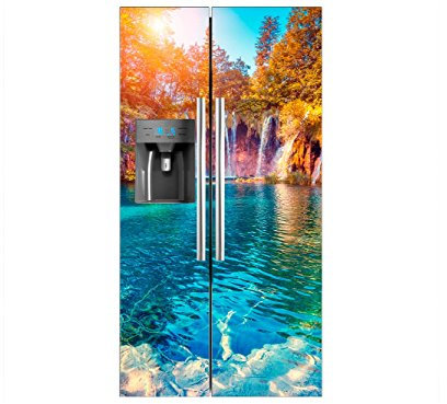Oedim – Vinile per Frigorifero Americano cascate | 91 x 176 cm | Varie Misure | Adesivi per Frigorifero economici ed Eleganti | Vinile Frigorifero