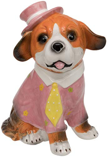 Pink Hat and Jumper with Yellow Tie Dog Ceramic Trinket Storage Jar