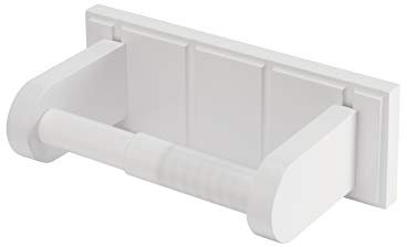 Croydex Portland Toilet Roll Holder, Wall Mounted Toilet Paper Holder, White Painted Finish, Tongue & Groove, Concealed Fixings, Solid Pine, Includes All Fixings, 70mm x 200mm x 100mm