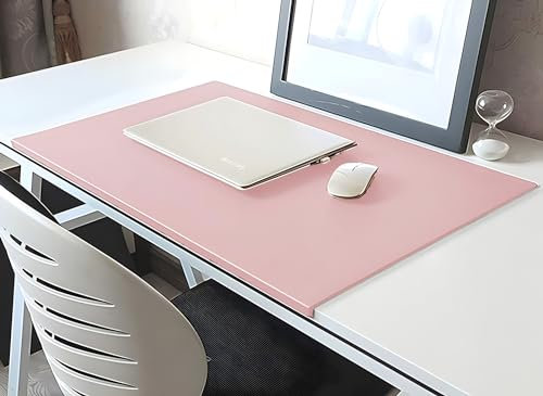 Tapis de souris avec protection des bords, tapis de bureau en cuir PU avec rebord de fixation, tapis de souris de jeu lisse, tapis de souris antidérapant - 120 x 60 cm - Rose