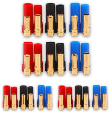 4 Set (24 Stück) Hochstrom XT150 Premium 7mm Steckverbinder Goldstecker Verpolungsicher Stecker Buchse Male Female Rot Schwarz Blau 150A Lipo Akku RC Löten DIY Modellbau