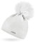Neverless® Damen Strickmütze Strick-Beanie mit Bommel Winter-Mütze Bommelmütze Feinstrick weiß