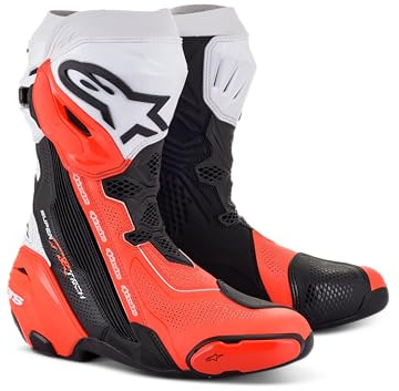 Alpinestars - Stivali moto Supertech R Vented Black Red Fluo White Gray - 41