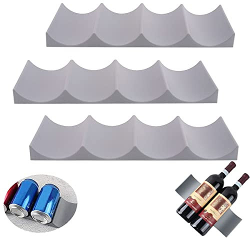 Forreen Weinregal Kunststoff, 3 Stück Flaschenhalter Kunststoff Weinständer Flaschenregal Rotwein Europäischen Stil Weinhalter für Küche Arbeitsplatte Speisekammer Kühlschrank,Grau