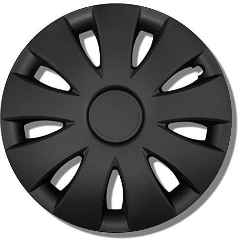 Radkappen schwarz matt 15 Zoll - Radzierblenden für Stahlfelgen - Alufelgen Look Radblenden Für die meisten Marken und Felgen - Europäisches Produkt aus recyceltem Kunststoff - 4er Set Zierkappen