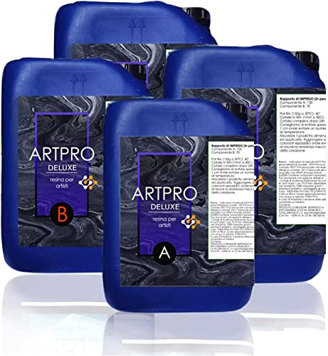 Resin Pro ® Résine Epoxy Art Pro Deluxe 18Kg: Idéale Pour Les Surfaces Inclinées/Verticales, Pour Les Revêtements, Sous De Verre, Plateaux, Assistance Technique en Français