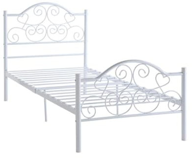 Vente-unique-Metallbett - 90 x 190 cm - Weiß - Leyna