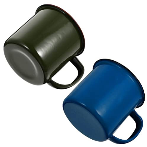 Operitacx Lot de 2 Tasses de Camping Émaillées avec Poignées pour Thé et Café