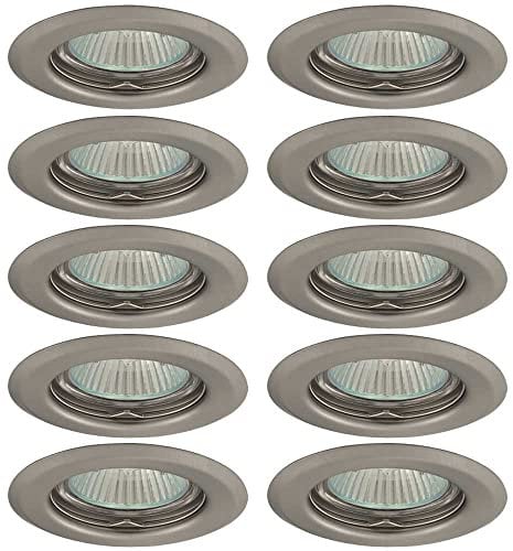 NCC-Licht 10 x Einbaustrahler Einbauleuchte AXL 2114 Chrom matt rund max. 50W GU5,3 ohne Leuchtmittel