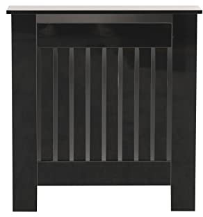 Kingwudo® High Gloss Black Radiator Cover Decorative Cabinet Display Table Storage Shelf Vertical Slat Style Living Room Bedroom 4 Size (S—W78 x D19 x H82 cm(Overall Size))