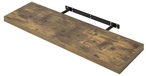 WOLTU Schweberegal Wandregal freischwebend Regal Wandboard Bücherregal Holz Board für Bücher, Bilder, Deko 80x23x3.8cm Vintagebraun RG9318hov