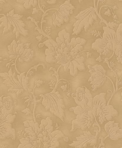 Rasch Tapeten 570472 - Goldene Vliestapete mit Ranken und Schnörkeln aus der Kollektion Trianon XIII - 10,05m x 0,53m (LxB)