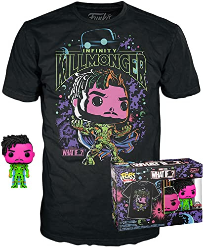 Funko Pop! & Tee: What If3- Small - Killmonger - (S) - Anything Goes - T-Shirt - Clothes With Collectable Vinyl Figure - Gift Idea - Toys and Short Sleeve Top for Adults Unisex Men and Women