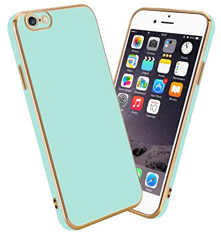 cadorabo Housse Compatible avec Apple iPhone 6 Plus / 6S Plus en Glossy Vert Menthe - Or - Étui de Protection en Silicone TPU Flexible et avec Protection pour Appareil Photo