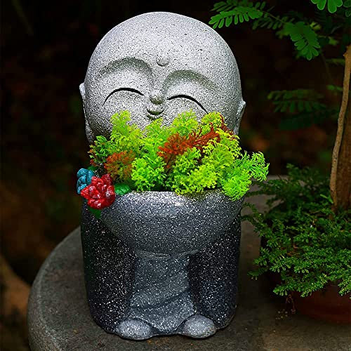 UPMSK Zen-Buddha-Statue, Pflanzgefäß, Gartenskulptur, Gesicht, Blumentopf, Zen-Figur, Blumentopfhalter, für Innen- und Außendekoration(Color:B)