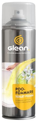 GLEAN Poo-Foamari Pre Poo Toilet Spray | Citrus | 500ml | Family Size Toilet Spray Traps Nasty Odours | Use Before You Go | Powerful Foaming Action Traps Odours and Cleans The Toilet Bowl