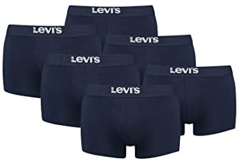 Levi's Solid Basic Herren Boxershorts Unterwäsche aus Bio-Baumwolle im 6er Pack, Farbe:Navy, Bekleidungsgröße:M
