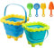 TRIXES Set da 2 pezzi con secchiello e paletta pieghevoli per le vacanze - Design in silicone - Qualità premium Accessori essenziali per le vacanze dei bambini - 6 pezzi