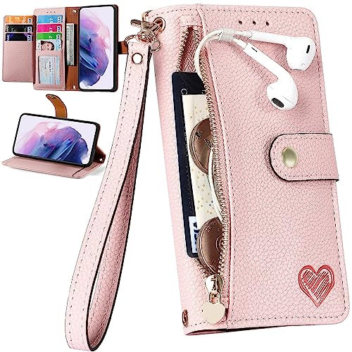 BaiFu RFID Blocking Wallet Case for iphone 13 pro max 6.7, Zipper Pocket and Card Slot Cover, Wallet Magnetic Cover for iphone 13 pro max 6.7-02