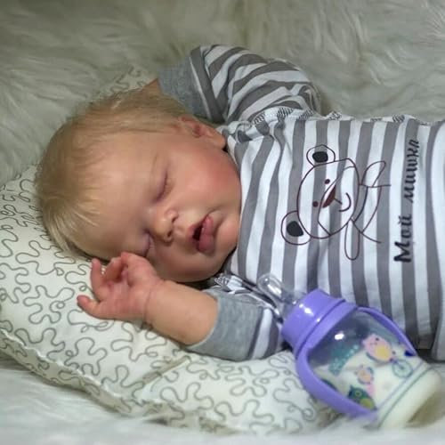 Reborn Babypuppe Junge Reborn Babies 22 Zoll Handgemachte Lebensechte Babypuppen Junge Weiche Tuch Körper Wie EIN Echtes Baby Geschlossene Augen