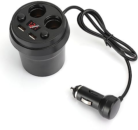 Dual Usb Car Charger Cigarette Lighter Adapter, Splitter Cigarette Lighter with Wire Multifunction Intelligent LED Screen for Smartphone Tablet GPSCup Cup Cup Holder Usb Phone PC