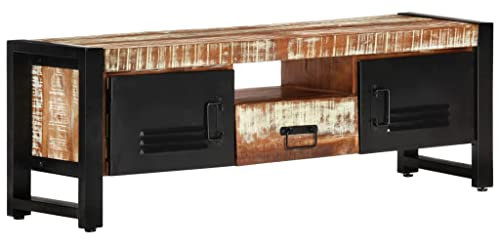 FIRBNUS TV-Schrank 120x30x40 cm Altholz Massiv TV Board Fernsehschrank TV Cabinet TV Unterschrank Wohnzimmer Möbel TV Schrank Holz Kommode Holz TV Kommode Sideboard Holz TV Lowboard Holz