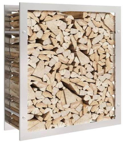 Festnight Brennholzregal Edelstahl Kaminholzregal für Innen und Außen Kaminholzständer 80x28x86 cm Kaminholzhalter Brennholzkarre Kaminholzwagen Kaminholzhalter