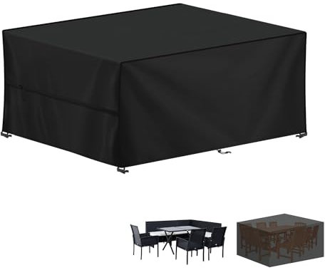 LAMUNI Housse Salon de Jardin 180x120x75cm Housse de Protection pour Meubles de Jardin, 420D Oxford Tissu Housse Table de Jardin Imperméable Bache Salon de Jardin Exterieur, Anti-UV, Rectangulaire