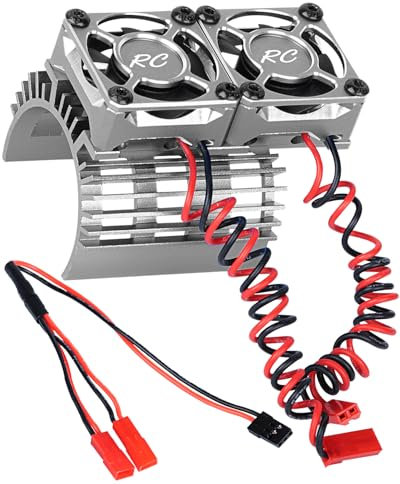 RcarmubWow RC Motor Heatsink w/Cooling Fans Upgrades Part for 1/8 Scale rc car,30mm Cooling Fan Heatsink with 40mm Mount for 4068 4274 Brushless Motor,Titanium