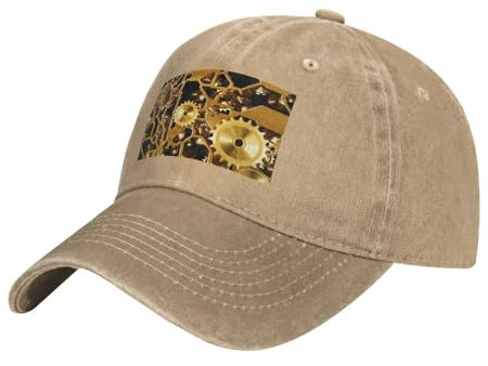 Clock Gear - Gorra de béisbol lavada, ajustable, para hombre y mujer, para deportes al aire libre, casual, Natural, talla �nica