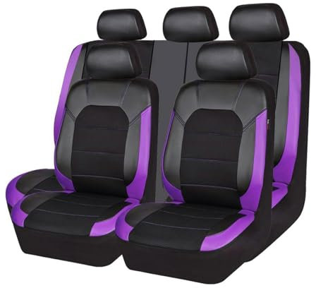 WYXFCBF 9 Stück Sitzbezüge Auto für Dacia Dokker/Duster/Jogger Extreme/Logan MCV/Nova/Supernova 2000-2024, Autositzbezüge Bequem Atmungsaktiv Leder Sitzschoner Innenraum Zubehör,Purple